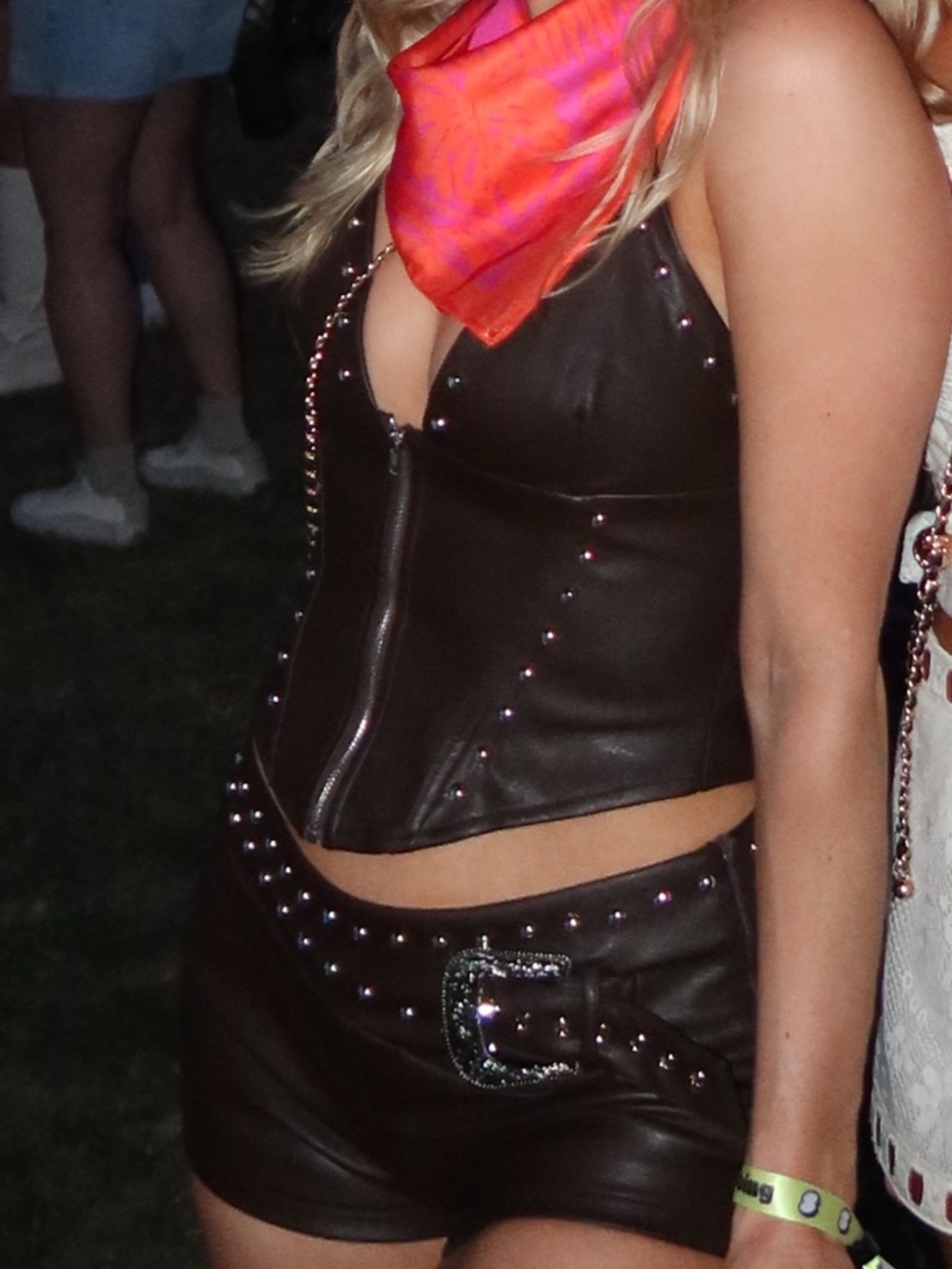 Studded Black Faux Leather Corset Top and Shorts Set
